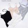 Kvinnors tankar Camis kvinnor väst underkläder Summer Soft Tank Top inbyggd BRA Spaghetti Strap Casual Solid Hateble vadderad Fe Comfort Camisoles L231220