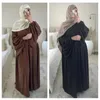 Etniska kläder Plain Abaya Muslim Long Dress Women 2023 Jalabiya Eid Crepe Balloon Sleeve Islamic Jilbab African Dresses Dubai Kaftan