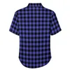 Camisas casuais masculinas retro gingham preto e roxo praia camisa havaí blusas engraçadas homens imprimir plus size