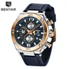 Armbandsur Benyar Original Top Brand Mens Quartz Luxury Military Sport Chronograph Business Waterproof Leather Watches Relogio Masculino