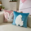 Lapin mignon housse de coussin décorative 45X45 rose taie d'oreiller jeter housse de coussin Animal brodé velours taie d'oreiller 231220