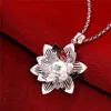 Kvinnors sterling silverpläterad blomma zirkonhänge halsband gssn735 mode härlig 925 silverplatta smycken halsband195s