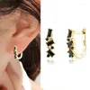 Stud Earrings European And N Fashion Irregular Lady 925 Silver Temperament Black Diamond Niche Design Sense East Big