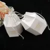 Cadeau cadeau 25pcs boîte de bonbons pour la fête d'anniversaire de mariage baby shower avec autocollant de corde emballage exquis hexagonal