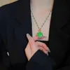 Emerald Pendant, High-end and Atmospheric Sweater Chain, Women's Haute Couture Long Necklace, Collarbone Neck Chain Accessories