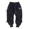 Men's casual letter embroidered street dance sports pencil pants Trousers Techwear ribbon hiphop tactical cargo 231220