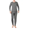 Mäns sömnkläder män vinter termiska långa johns fleece fodrade övre botten underkläder ultra tjock elasticitet pajamas 2 st/set varm solid