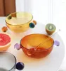 Bowls Double Ball Handle Colored Glass Fruit Salad Bowl Simple Soup Rice Can Heating High Temperature Resistant