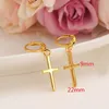 Exklusiv specialdesign Christian Vogue Womens True Real 14K Solid Fine Yellow Gold GF Crucifix Cross Timeless Charm Earrings228i