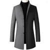 Herrgravrockar Vinterullrockar Tjock Stand Collar Man Fashion Blend Outwear Jacket Smart Casual Plus Size Mens Overrock