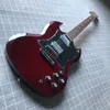 SG Guitar Electric ، لوحة أصابع Rosewood ، أجهزة Chrome ، Burgundy ، 2 بيك آب ، مواد صلبة للغيتار الحرة