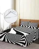 Bed Skirt Black White Striped Abstract Elastic Fitted Bedspread With Pillowcases Mattress Cover Bedding Set Sheet