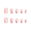 False Nails French Glitter Strips Long Square Press On Full Cover Gold Pink Fake Nials DIY