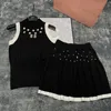 Women Two Piece Dress Knitted Vest Mini Skirt Set Street Clothing Fashion Short Tops Knitted Set