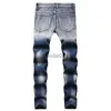 Jeans masculinos mens na moda mendigo azul calças jeans de alta qualidade magro-ajuste buraco rasgado jeans rua moda sexy jeans diário casual calças jeans l231220