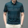 Browon Brand Polo Shirt Men's Top 2023ファッションインテリジェントカジュアル半袖オフィスウェアストライププリント夏231220