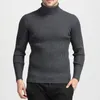 Maglioni da uomo Maglione tinta unita dolcevita lavorato a maglia autunno inverno slim fit camicia con fondo a coste collo alto per il calore