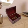 Smyckespåsar Treasure Box Vintage Träbröstdekorativ för prydnad