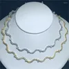 Ketten 2024 angekommen Mode Frauen Halsband Micro Gepflasterte 5A Zirkonia Funken CZ Geometrische Welle Bar Link Kette Halskette