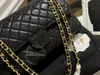 أعلى CC حقيبة مصمم حقيبة Women CF Bag Caviar Caviar Flap Bag Bag Plaid عالي الجودة من الجلد الذهب والفضة Mini CF Crossbody Bag 19 حقيبة يد
