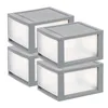 Garrafas de armazenamento IRIS USA 14 Quart Stackable Clear Plastic Drawer Gray Set Of 4