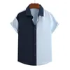Camicie casual da uomo 2023 stampa grafica a righe top maniche corte camicia Harajuku abiti oversize slim fit risvolto allentato Tee 5xl