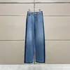 Jeans pour femmes 2024 printemps coton pur highwaist couleurs de contraste épissant le jambe large y2k pantalon décontracté mode de haute qualité