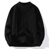 Men's Sweaters Autumn Winter Men Vintage Twist Mock Neck Long Sleeve Warm Knitted Pullover Solid Black White Blue Khakai Casual Jumper