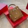 Borsa a tracolla con secchiello romano con manico superiore con rivetto di diamanti Marchio di lusso V con strass trapuntato con borchie Designer Borse per la spesa da donna Borsa a tracolla piccola con catena da donna