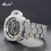 Armbanduhren Mechanische Uhr für Männer Diamant Iced Hip Hop Automatikuhren Big Wrist Skeleton Movement Armbanduhren Unique Drop 231220