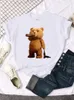 Women's T Shirts Mr.Teddy Bear är en ölälskare tryckt t-shirts hipster kreativitet tshirt sport rund hals softtee toppar trend individuella