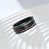 Wedding Rings Fashion 8mm Men Stainless Steel Inlay Koa Wood And Abalone Shell For Women Jewelry Valentine's Day Gifts