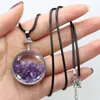 Pendentif Colliers Forme ronde Verre Souhaitant Bouteille Hommes Bracelet en cuir Collier Naturel Quartz Clair Oeil de Tigre Noir Agate Chakra Bijoux