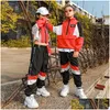 Stage Wear Costumes de danse Jazz pour enfants Veste rouge Pantalon de survêtement Costume Hip Hop Vêtements pour filles Salle de bal Vêtements de danse moderne Drop de Dh8A0