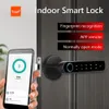 Door Locks With Tuya Biometric Fingerprint Smart Lock Electronic Digital Password Keyless Security Handle Home 231219