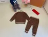 Survêtements de luxe pour enfants, costume tricoté pour tout-petits, taille 66-90, logo de styliste, motif floral, pull et pantalon pour nouveau-né, Dec10