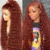 Synthetic Wigs Reddish Brown 13x4 Water Wave Lace Front Wig Copper Red 13x6 HD Frontal Human Hair Color Deep 231219