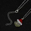 Pendentif Colliers Santa Hat Coeur Émail Cristal Noël Or Couleur Mode Collier Bijoux Pour Femmes Filles Cadeaux Ornement