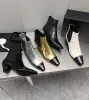 HOHE Qualität Kurze Stiefel Marke Luxus Designer Spike Heels Kuh Leder Chelsea Stiefel Frauen Slip On Sexy Spitze Zehen Stretch stiefeletten