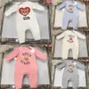 Baby rompertjes Kinderen Jongens Meisjes Jumpsuits Pasgeboren Kinderkleding Ontwerper Lente Herfst Kleding Baby's Kid Beer Letter Gedrukt Romper Zwart Wh H43f#