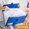Portable 13 Pockets A4 Size Expanding Wallet File Folder Paper Document Storage Organ Bag Holder Office School Organizer Case 231220