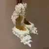 New Mach Décolleté con fiocco in raso con strass Décolleté con fiori in pizzo Scarpe da sera Tacchi a spillo Scarpe da sposa da donna con tacco Designer di lusso Sandalo con cinturino Scarpa elegante con borsa