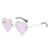 선글라스 패션 여성 심장 태양 안경 림없는 부두 안티 UV 안경 트리밍 진주 안경 장식 UV400