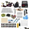 Kits de pistolets de tatouage Kit de tatouage Hine professionnel complet 10 bobines 2 pistolets de tatouage alimentation encre aiguille pointe poignée ensemble pour tatoueurs Top Dhkry