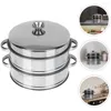 Double Boilers Vegetable Stainless Steel Cooking Utensils Steamer Cookware Golden Enamelware