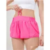 Yoga Outfit Ty Women Shorts High Waisted Athletic With Liner And Zip Pocket Running Loose Workout Gym Y For Summer Breathable Zcby Dro Dhdrn