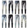 Designer for Mens Skinny Motorcycle Trendy Ripped Patchwork Hole All Year Round Slim Legged Wholesale Purple Brand Jeans