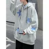 Men S STAR Patch Zip Up Hoodie för män överdimensionerade Y2K Sweatshirt Jacket E Girl 90s Pullover Streetwear 231220