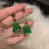 Designer-Ohrringe, Kristall-Weihnachtsbaum-Ohrringe, hochwertige, helle, lange, asymmetrische Stern-Ohrringe, trendige Ohrclips