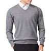 Heren Truien Heren Trui V-hals Effen Kleur Slim Fit Gebreide Dikke Trui Jumper Voor Herfst Winter Comfort Huidaanrakend